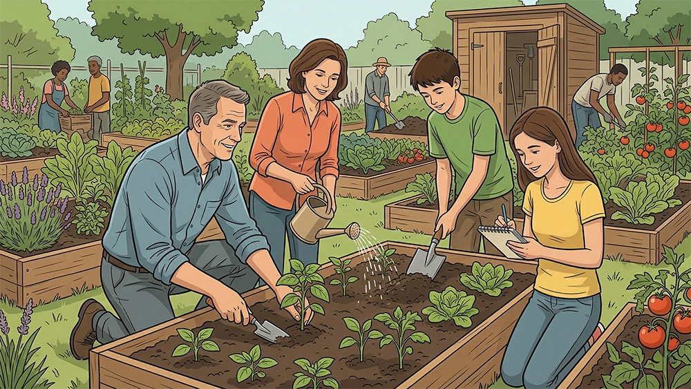 Family members having a calm, supportive conversation in a sunlit room during alcohol recovery